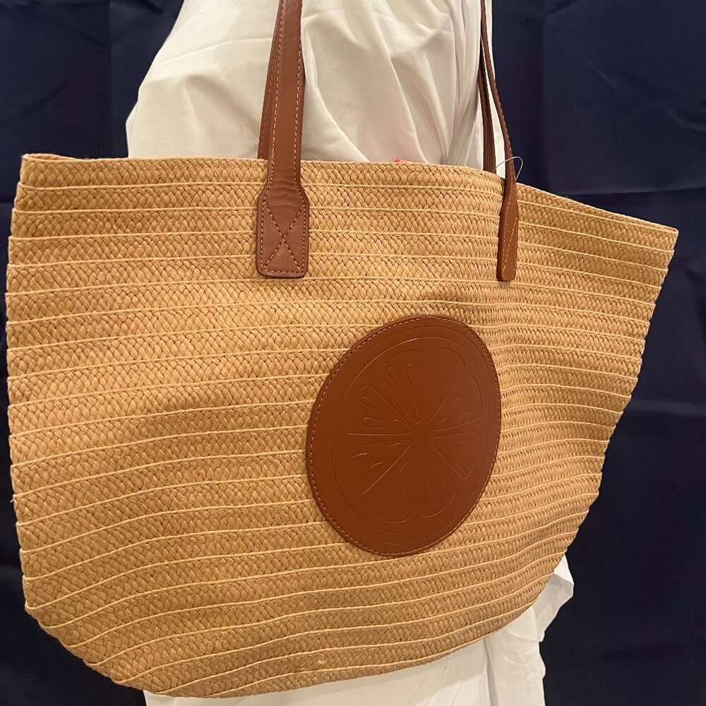 Weaved Citrus Beach Bag